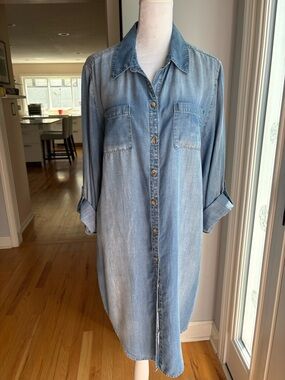 Light Wash Denim Shirt Dress
